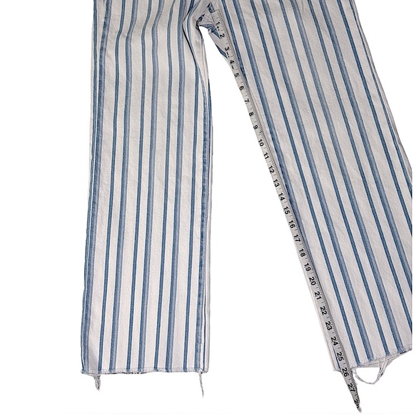 Joe’s Jeans The Blake High Rise Wide Leg Crop Jeans Blue White Striped Size 26 - Picture 10 of 10